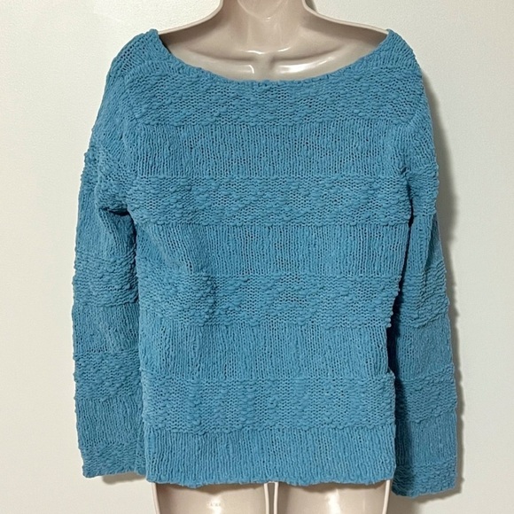 🆕 Karen Scott plush blue scoop neck pullover sweater small - Picture 2 of 6